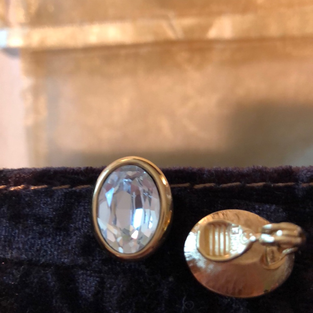 Gold and crystal clip earrings